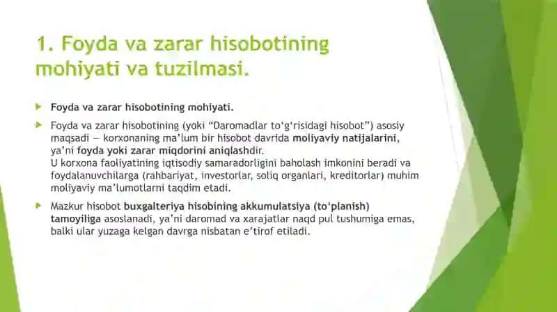 Foyda va zarar hisobotining asosiy ko'rsatkichlari 4