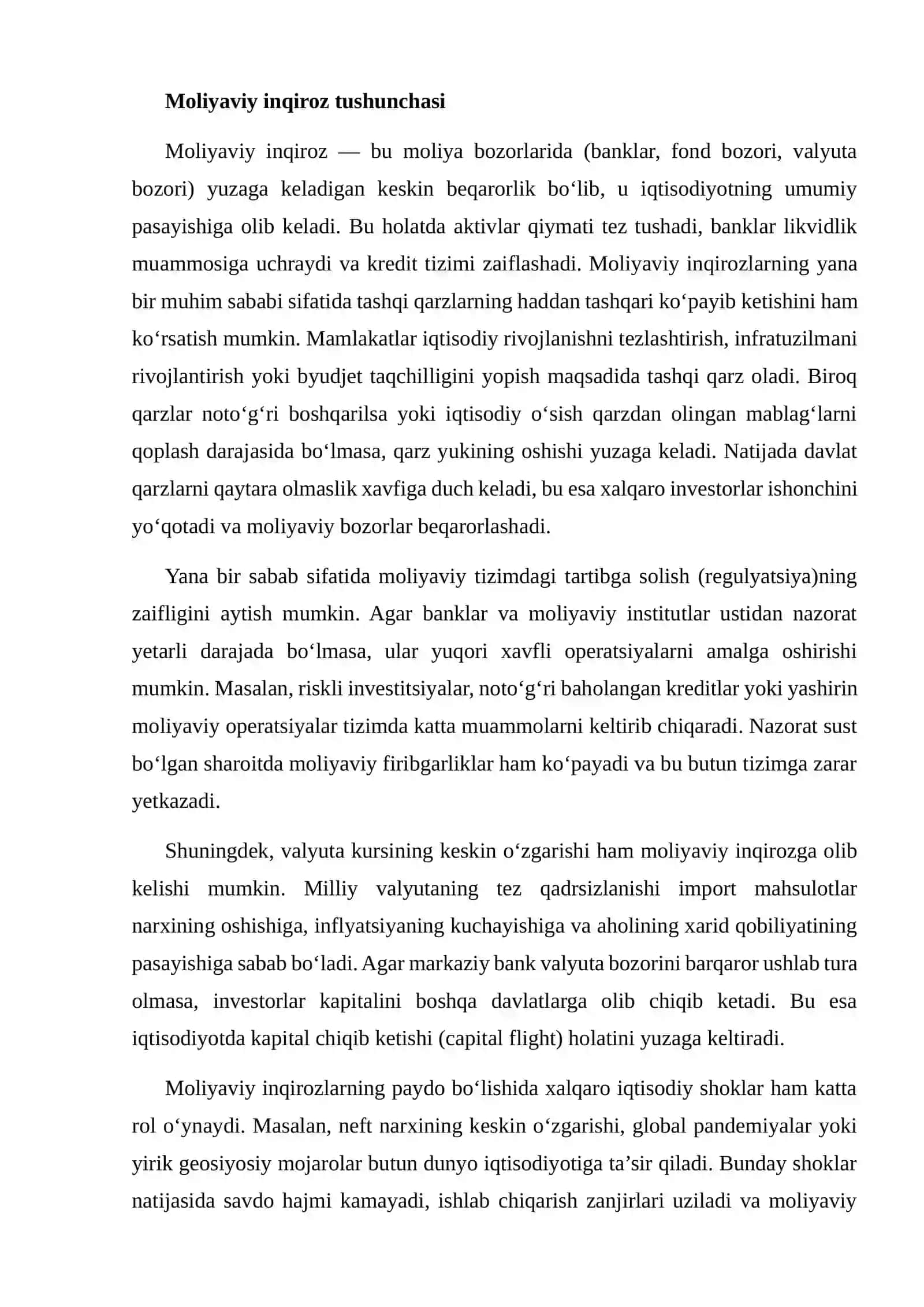 MOLIYAVIY INQIROZLARNING ASOSIY SABABLARI 4