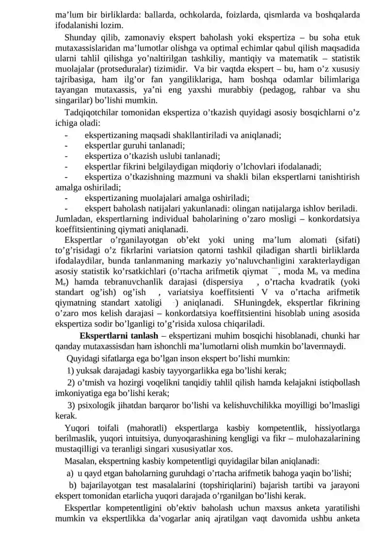 Sifat ko’rsatkichlarini miqdoriy baholash 4