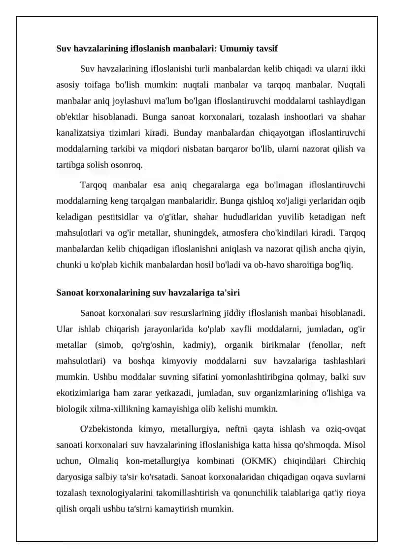Suv resurslaridan foydalanishda ekologik xavfsizlik masalalari 4
