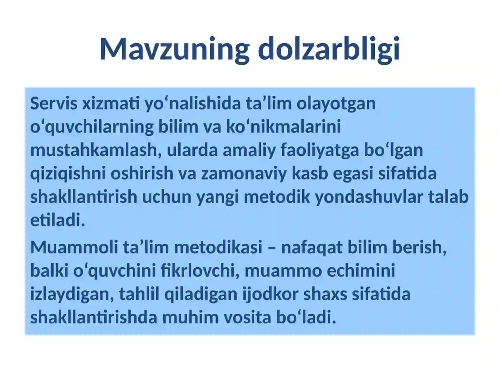 TEXNOLOGIYA TA’LIMI METODIKASI 4