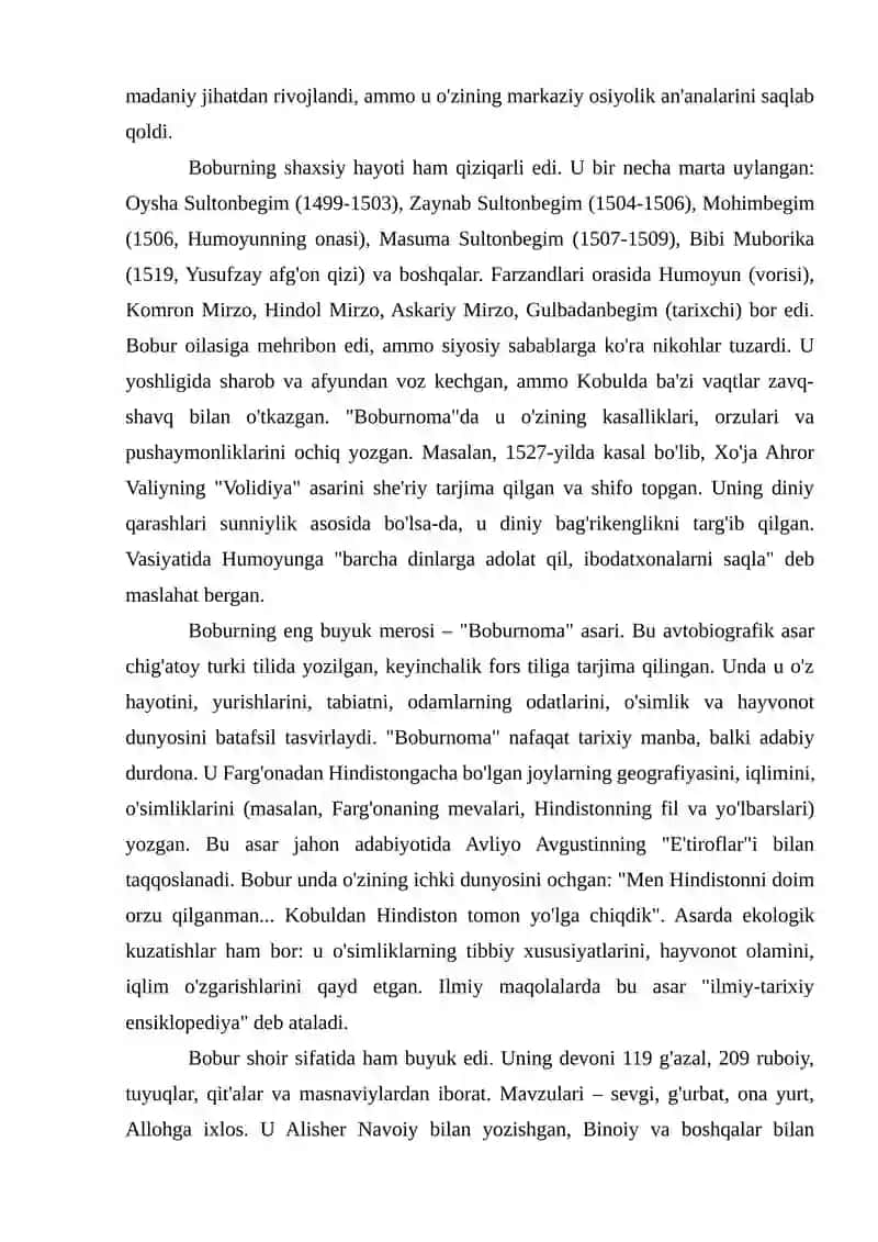Zahiriddin Muhammad Bobur hayoti va ijod faoliyati 4