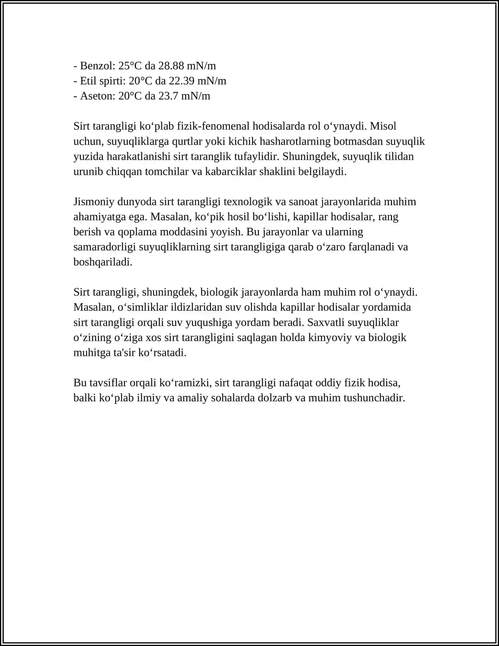 SUYUQLIKLARDA SIRT TARANGLIK HODISASI 4