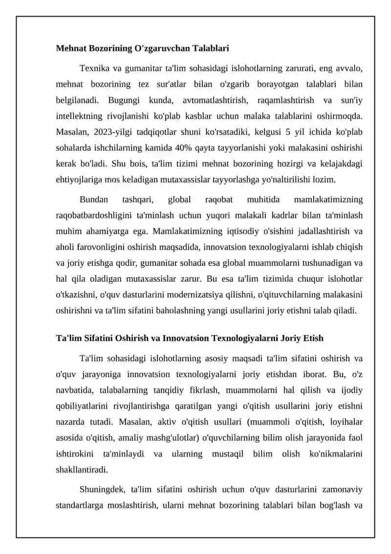 Texnika va gumanitar talim islohatlari 4