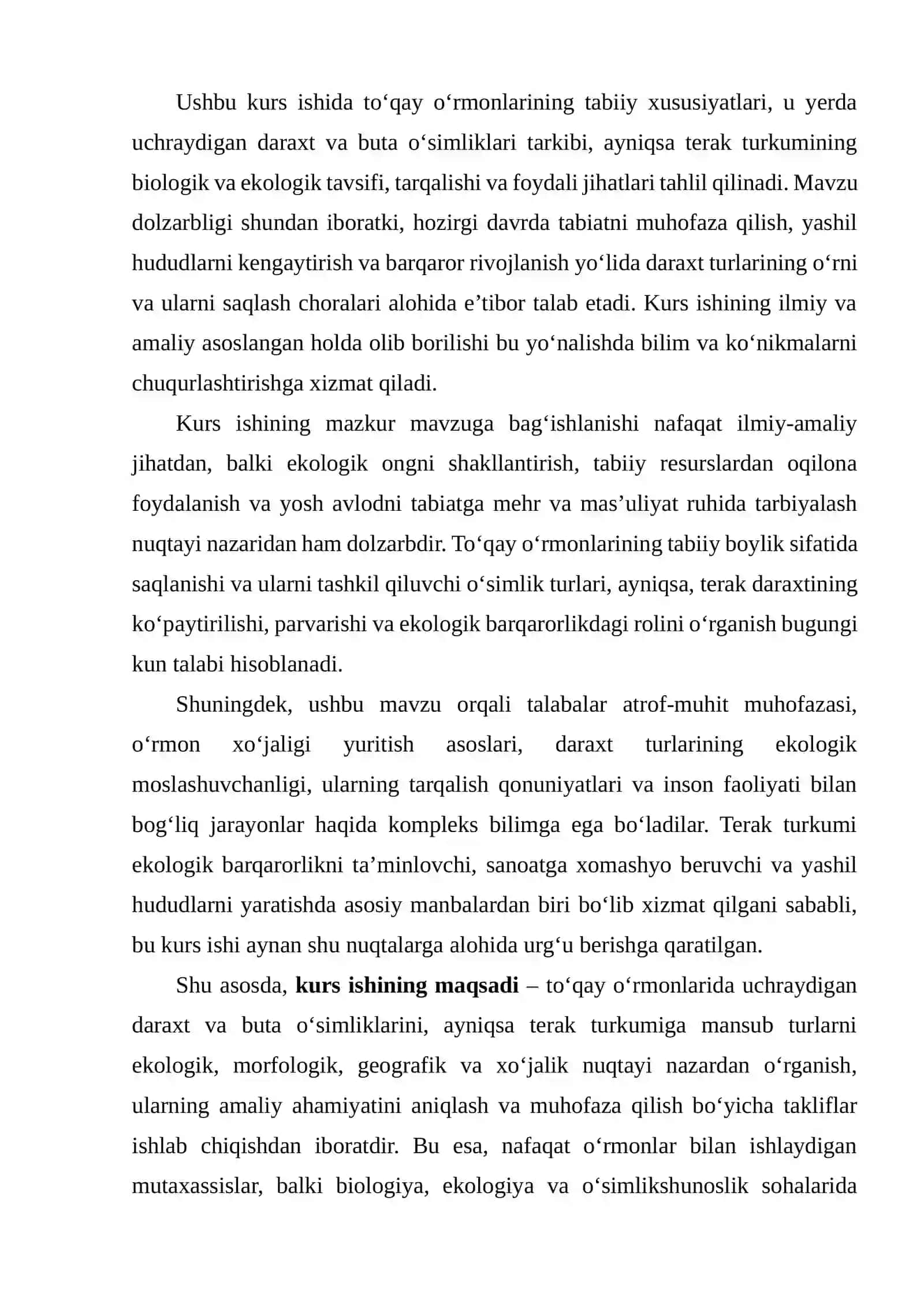 TO‘QAY O‘RMONLARNING DARAXT BUTA O‘SIMLIKLARI. TERAK TURKUMI 4