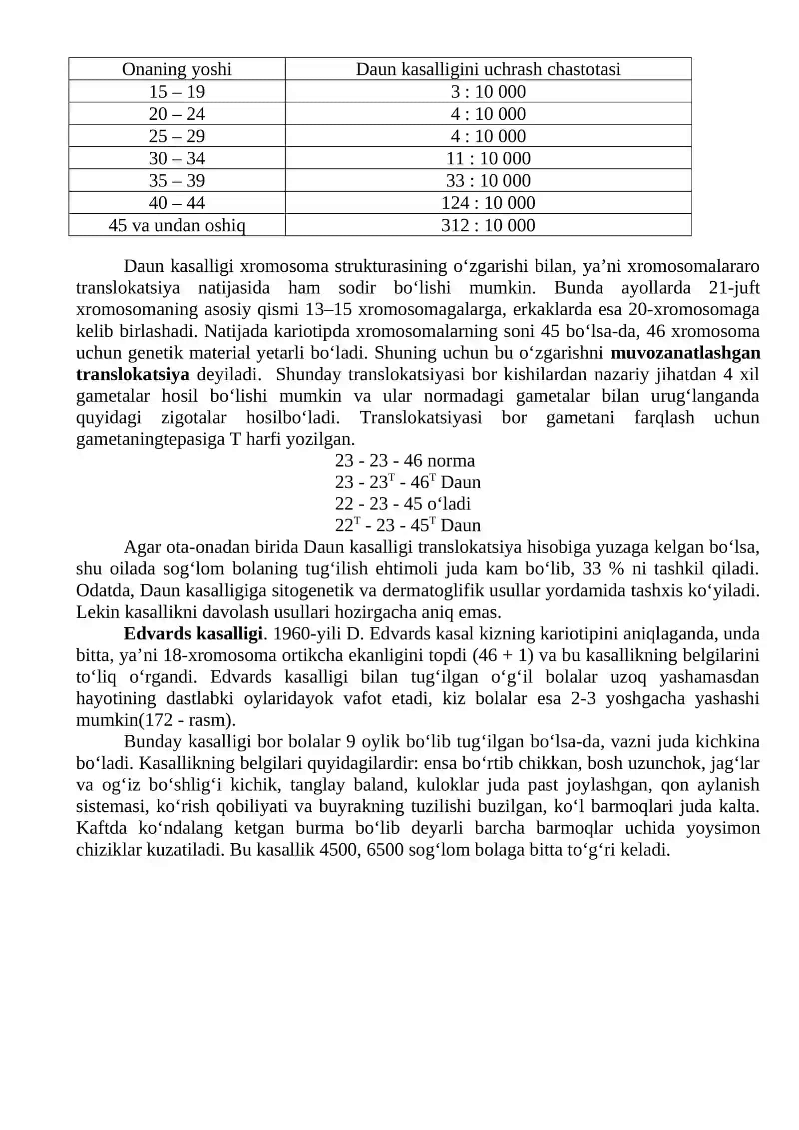 IRSIY KASALLIKLAR: XROMOSOMA KASALLIKLARI 4