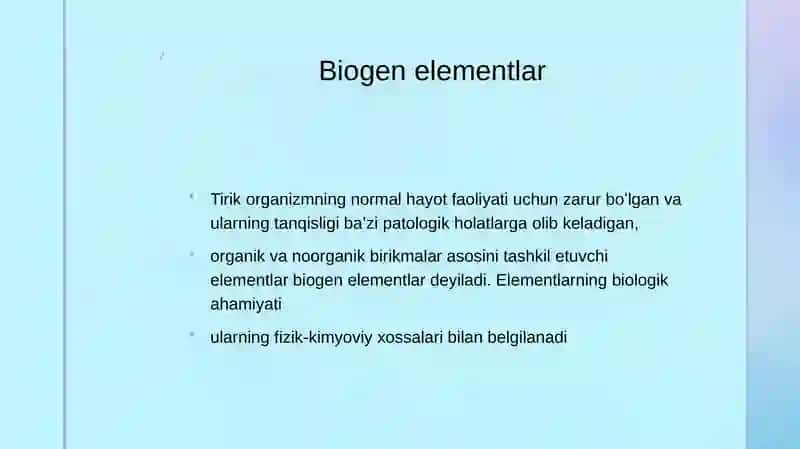 Biogen elementlar kimyosi va ular birikmalarining tibbiyotdagi ahamyati 4