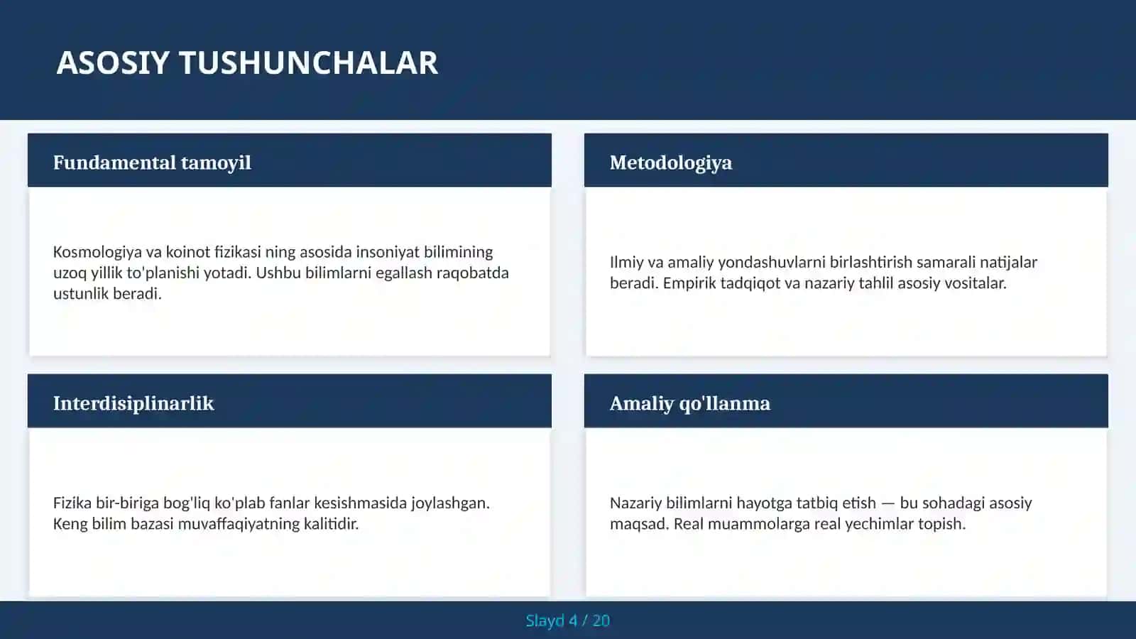 Kosmologiya va koinot fizikasi 4