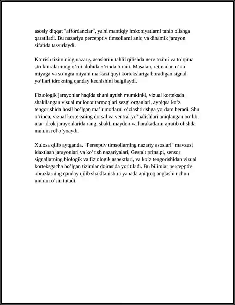 PERSEPTIV TIMSOLLARNING TASHKIL TOPISHI: O'RGANISH METODI 4