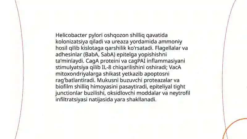 Oshqozon yara kasalligi etiopatogenezi 4