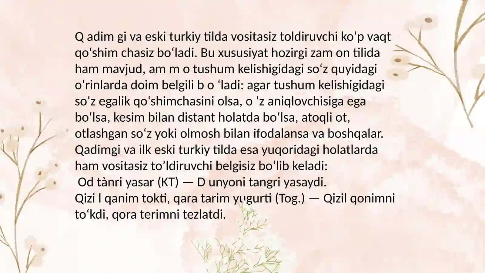 Qadimgi turkiy tilda to'ldiruvchi 4
