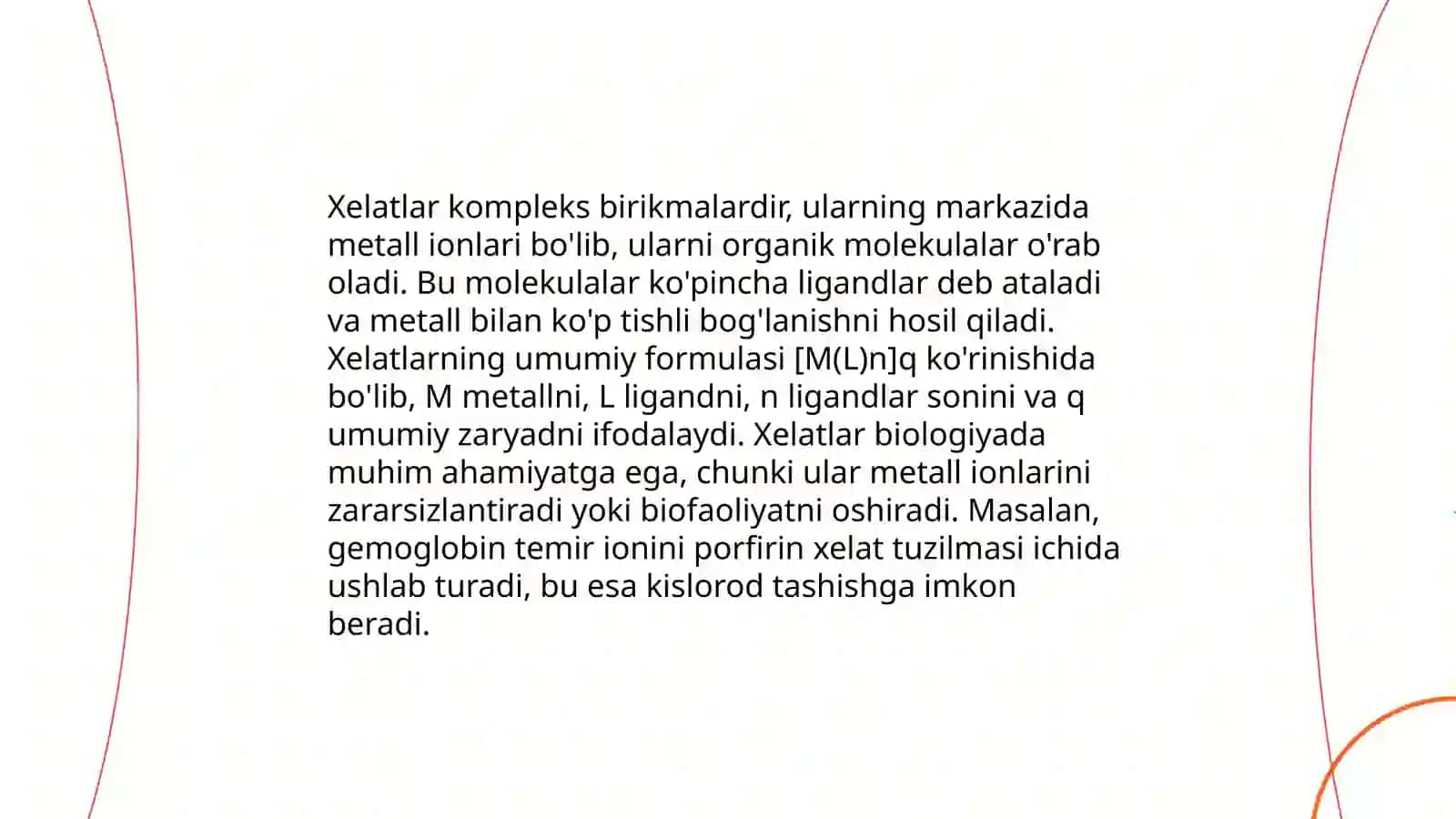 Xelat hosil bo'lish shartlari 4
