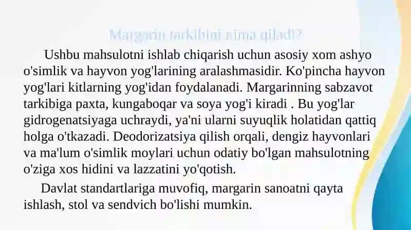 Margarin mahsulotlari instruksiyasi 4
