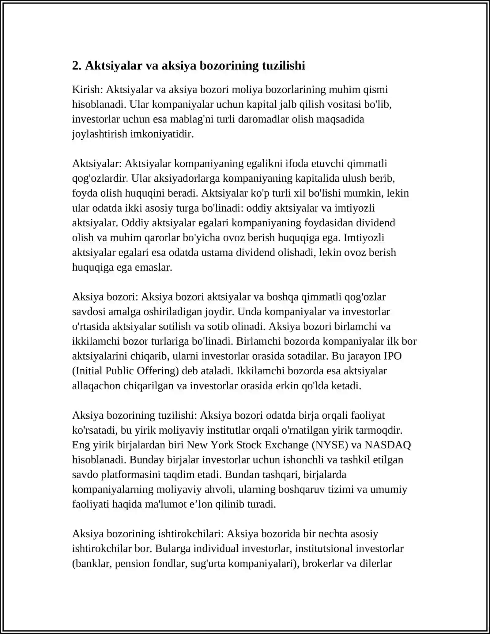 Moliya Bozorlari Institutlar va Instrumentlar 4