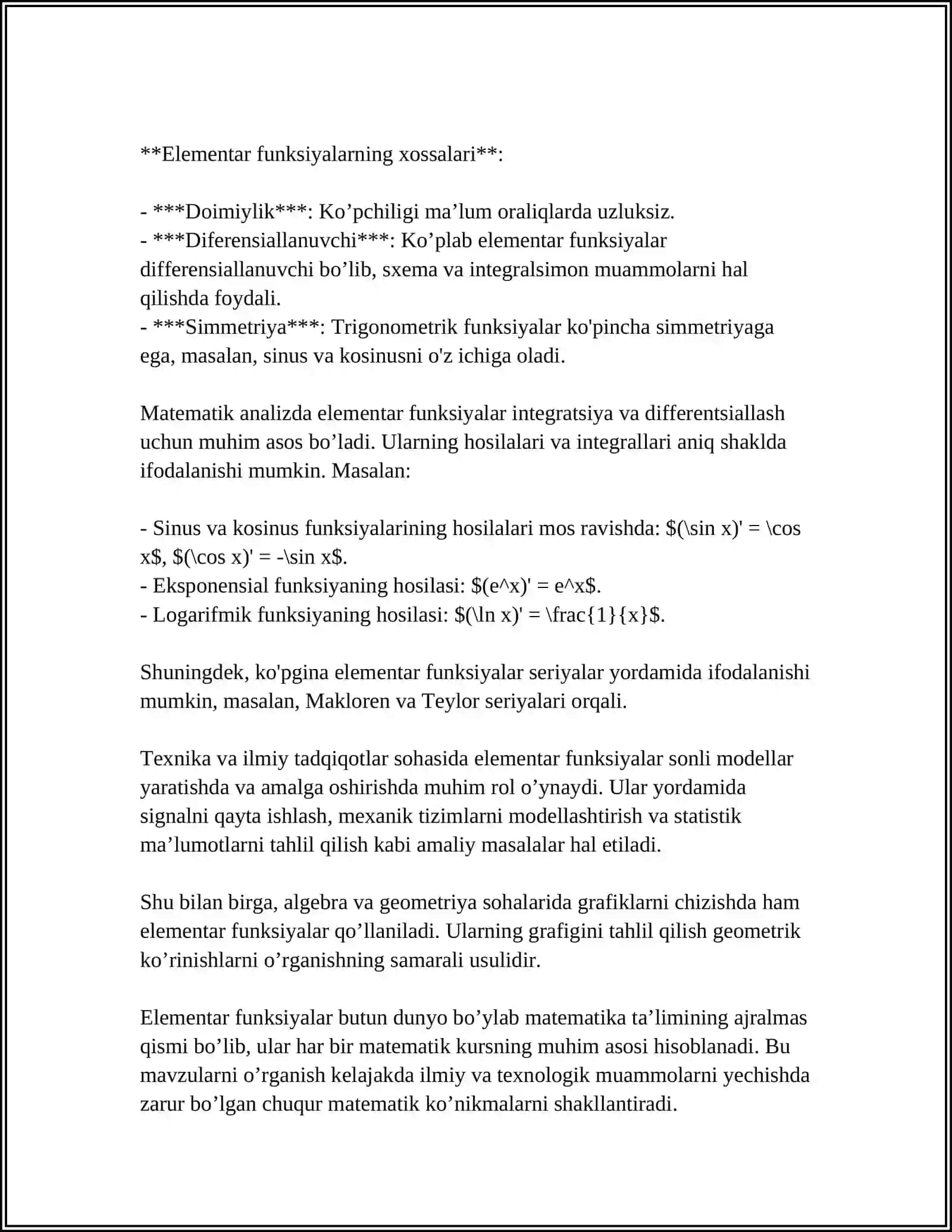 ASOSIY ELEMENTAR FUNKSIYALAR, ULARNING GRAFIKLARI 4
