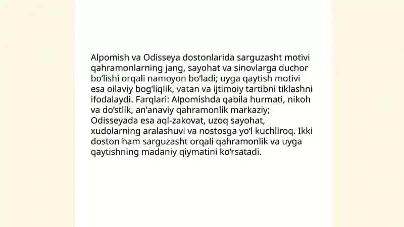 "Alpomish" va"Odisseya" dostoni qiyosiy tahlili 4