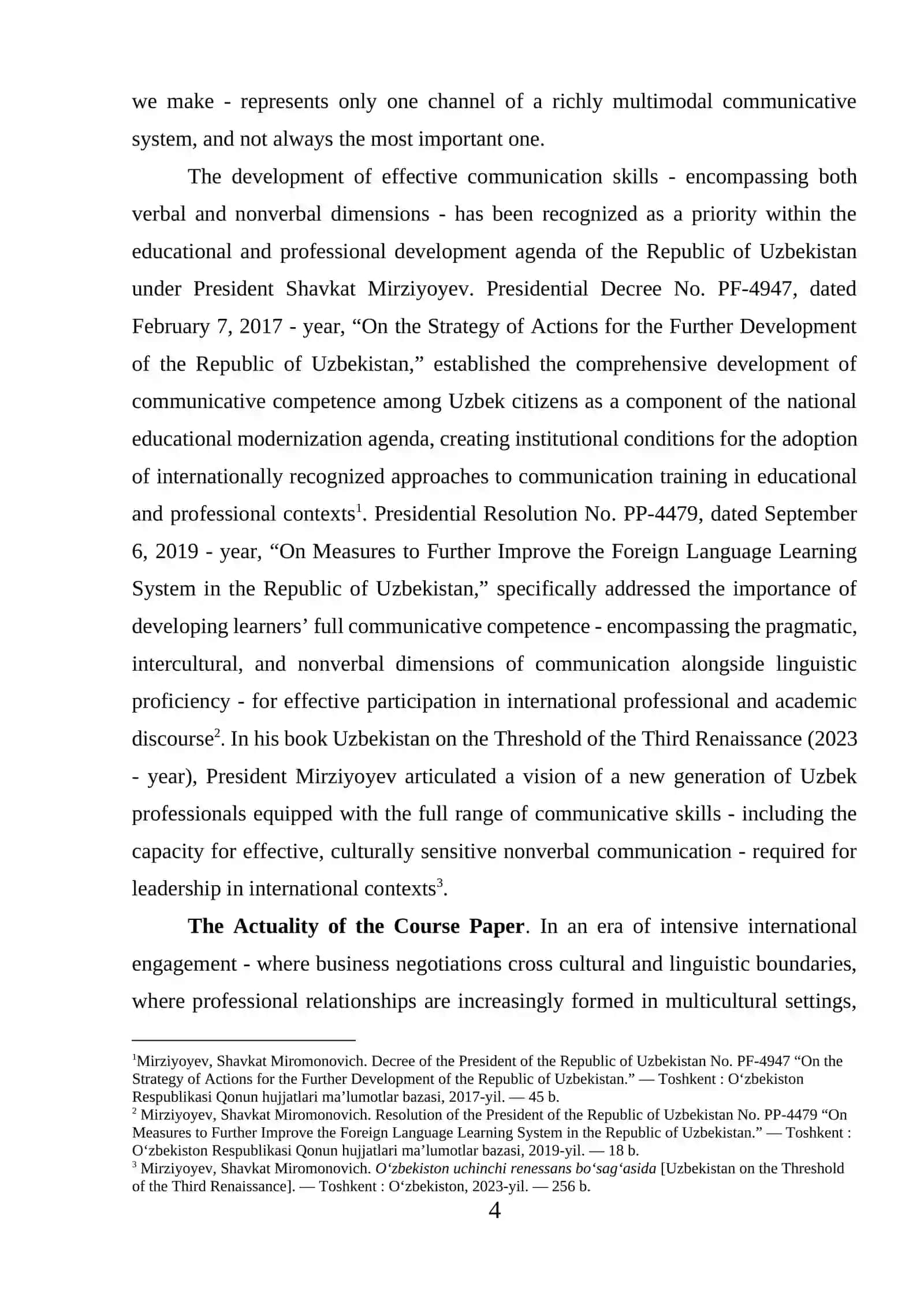 Course Paper on The Impact of Body Language on Communication 4
