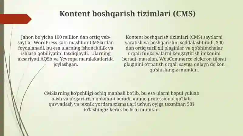 Veb-saytlar yaratishga yönaltirilgan dasturiy taminot 4