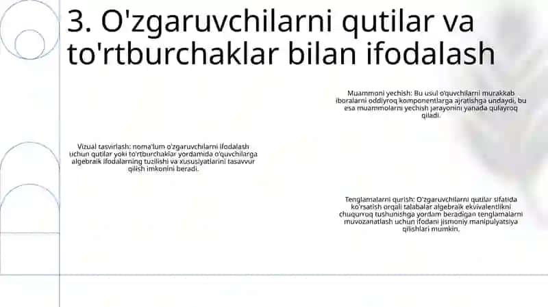 BoshlangʻIch Sinflarda OʻZgarivchili Ifodalar Ustida Ishlash Metodikasi 4