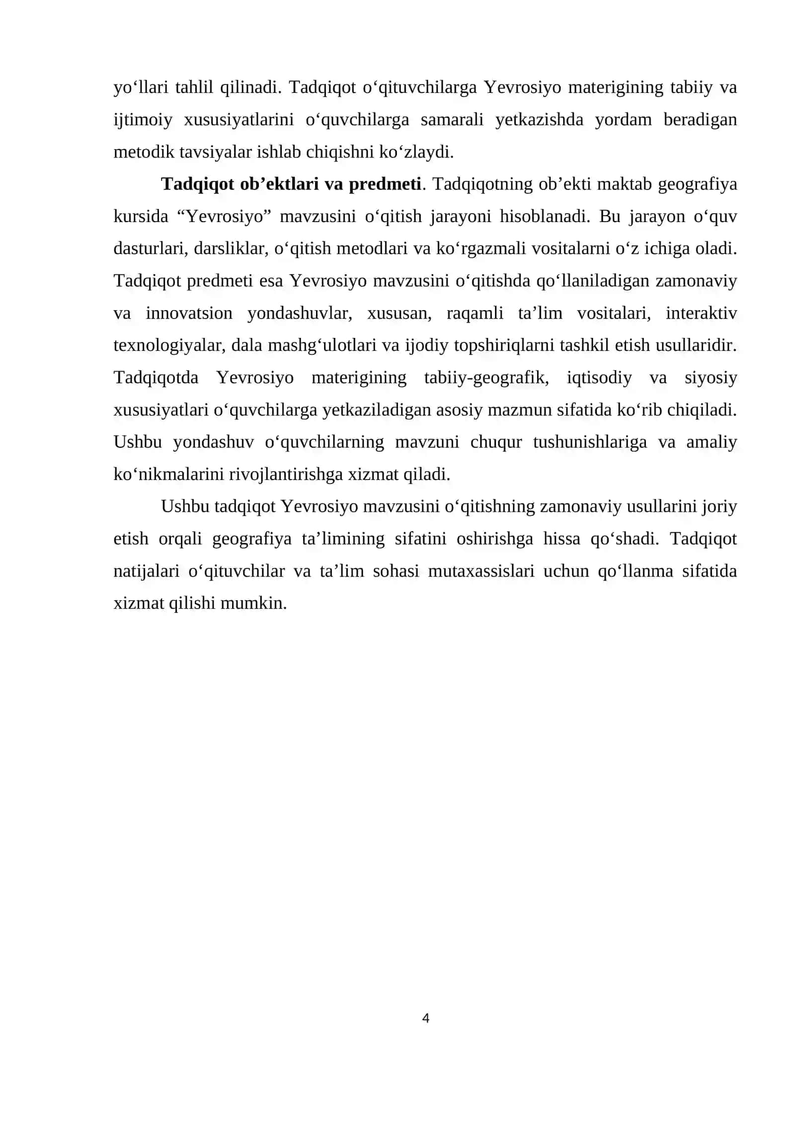 Materiklar va okeanlar geografiyasi kursida “Yevrosiyo” mavzusini o’rganish metodikasi 4