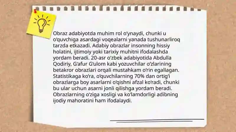 Obraz-insonning adabiyotdagi umumlashma tasviri 4