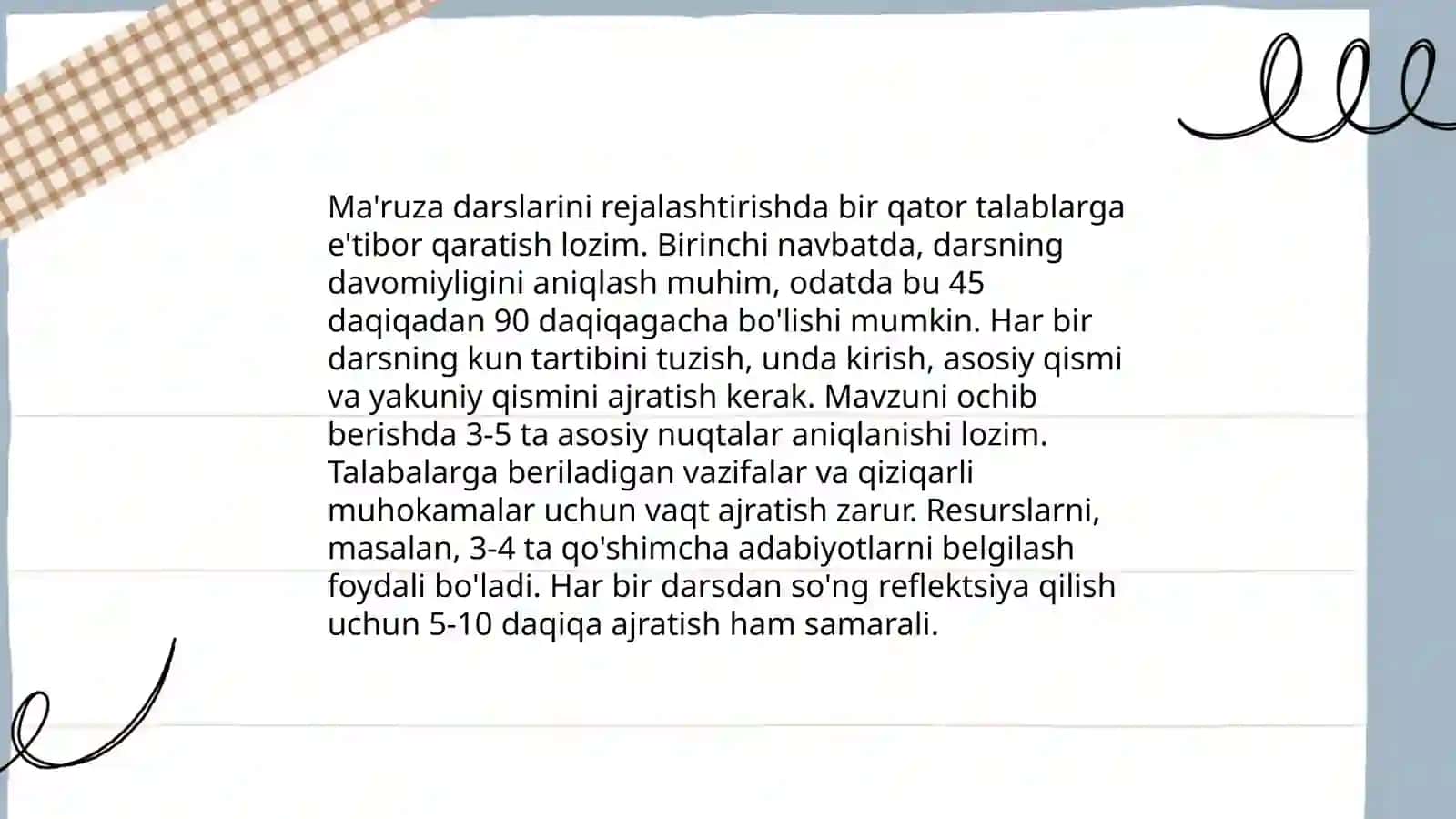 Ma'ruza darslarini tashkil etish metodikasi 4
