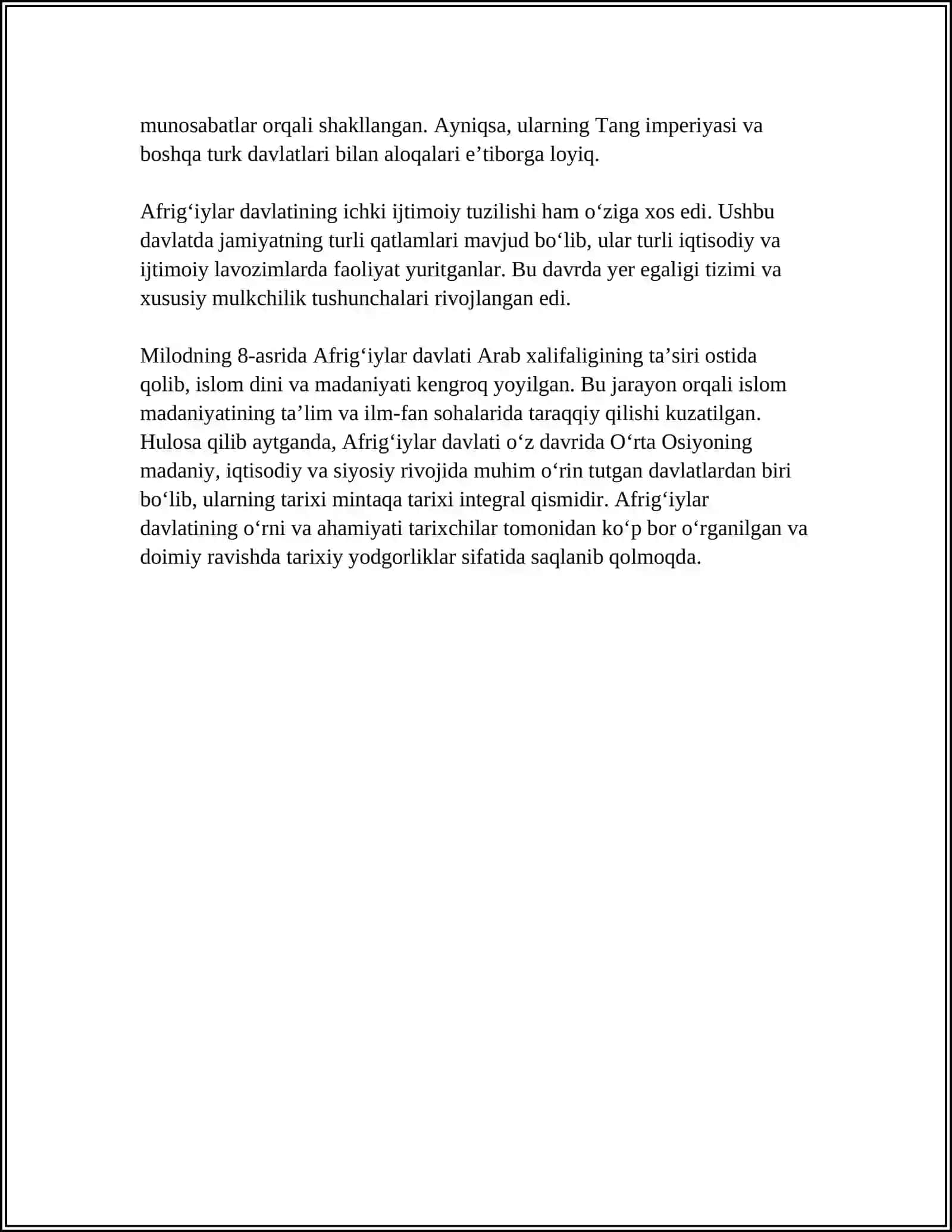 AFRIGʻIYLAR DAVLATI HAQIDA QISQACHA MALUMOT 4