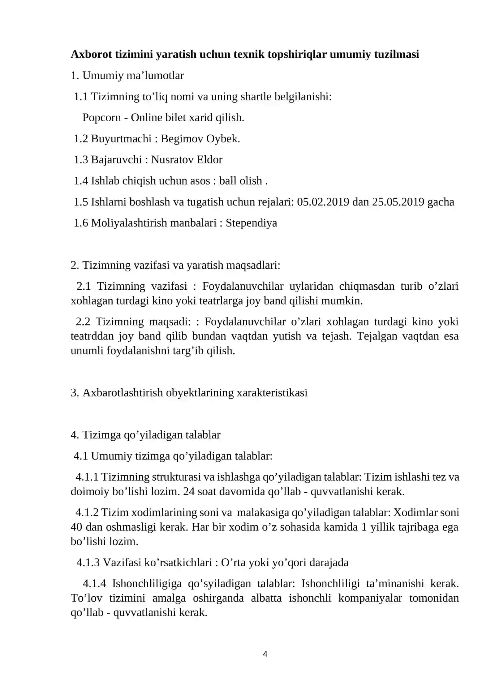 Online kinoteatrlardan bilet xarid qilish proyekti 4
