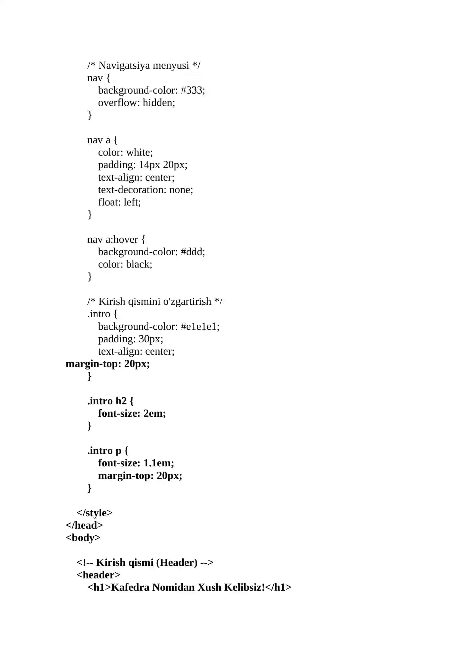 Ta'limda axborot texnologiyalari” fanidan HTML tilida KAFEDRA web sahifasini yaratish glossari” 4