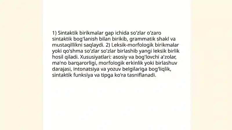 So'z birikmasi, so'zlar qo’shilmasi 4