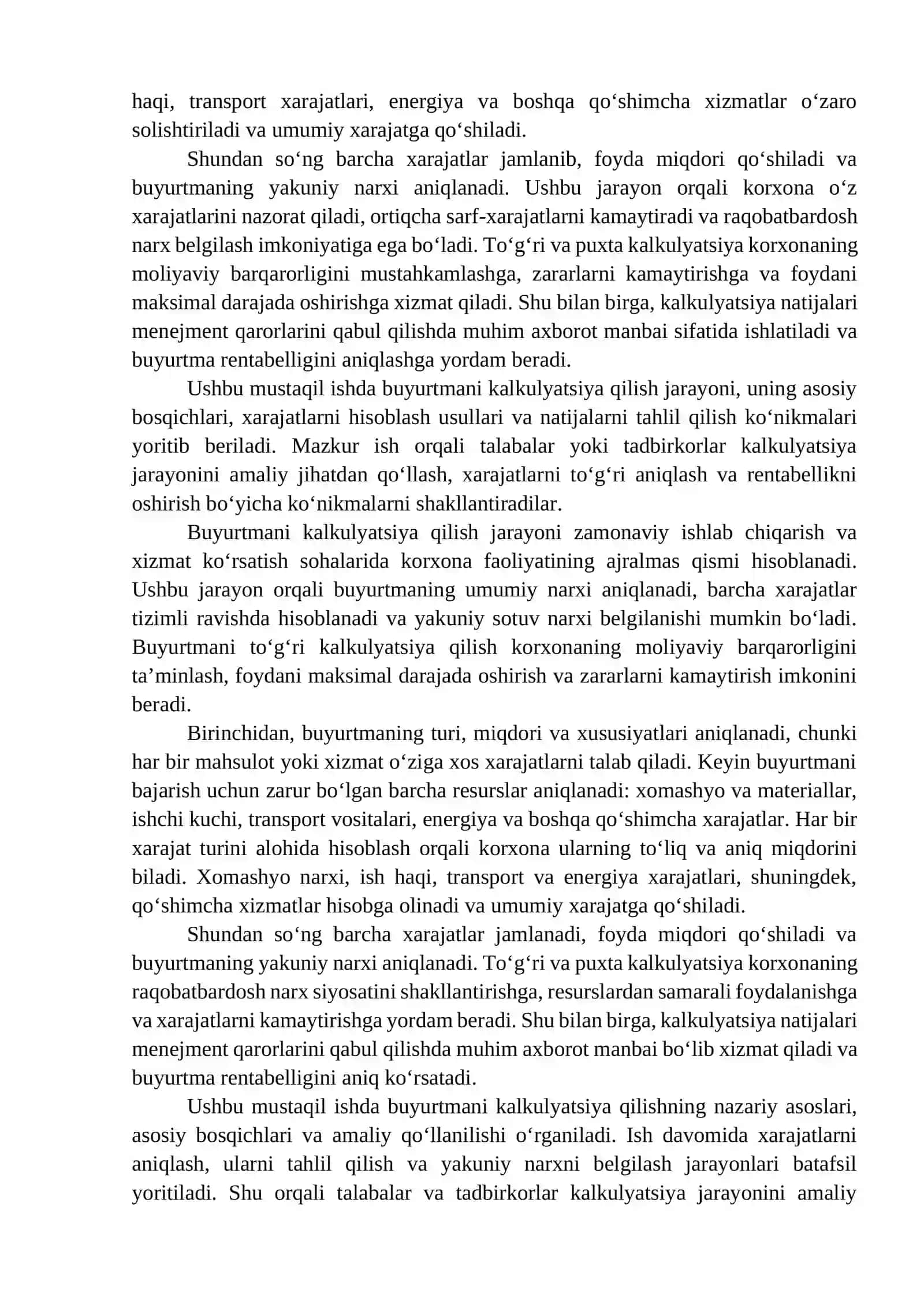 BUYURTMANI KALKULYATSIYA QILISH USULI 4