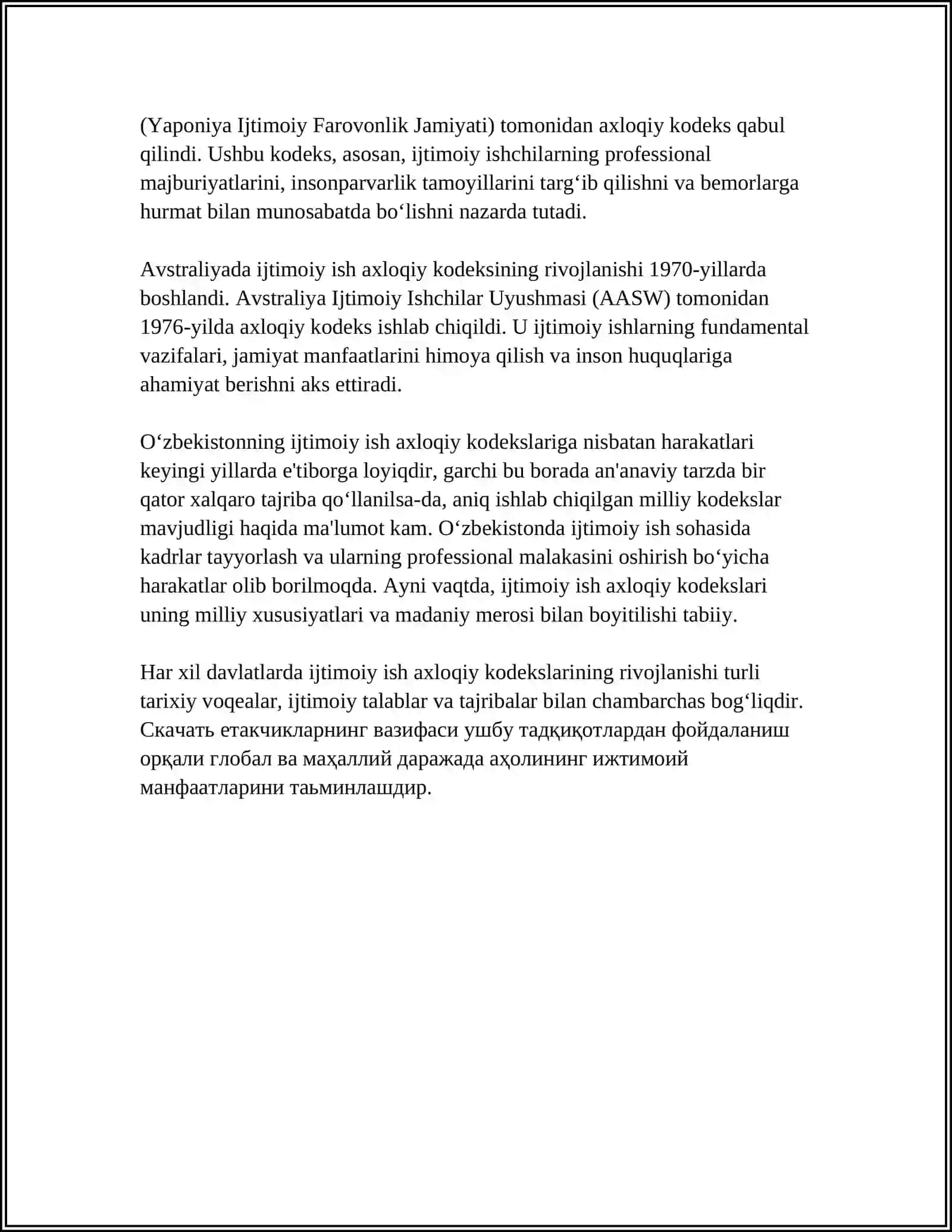 TURLI DAVLATLARNING IJTIMOIY ISH AXLOQIY KODEKSLARI 4