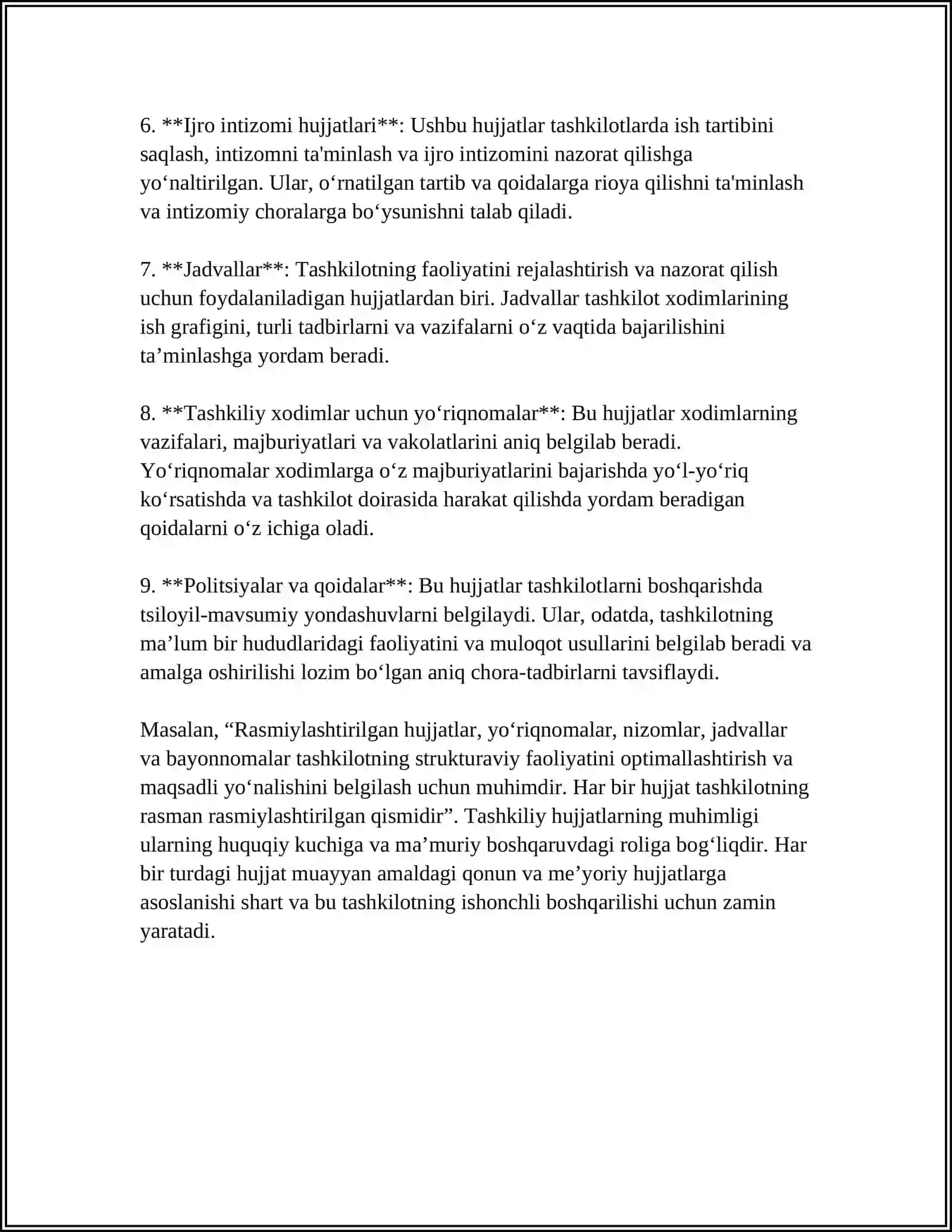 TASHKILIY HUJJATLARNI OʻRGANISH ULARGA NAMUNALAR YOZISH 4