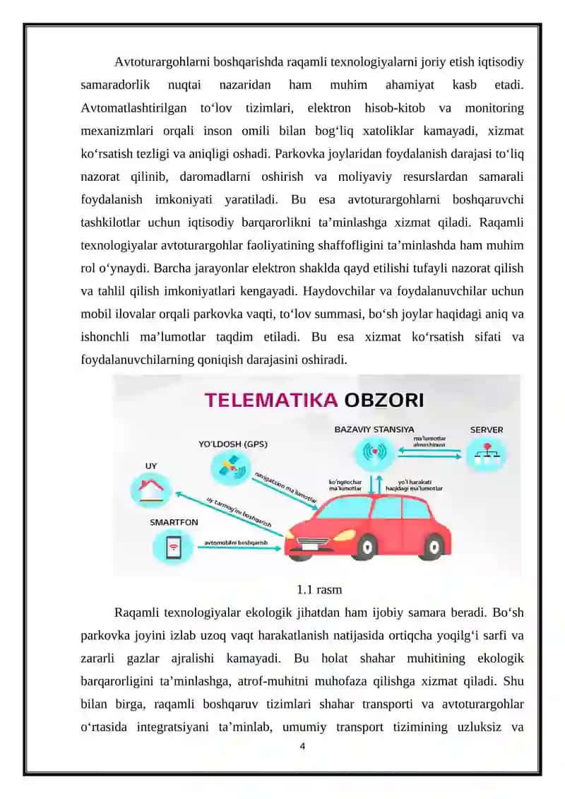 Avtoturargohlarda telematika vositalarini qo'llash 4