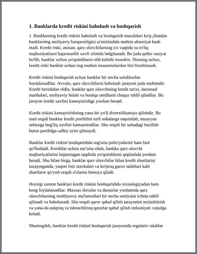 Bank Rislari Boshqarish Masalalari 4