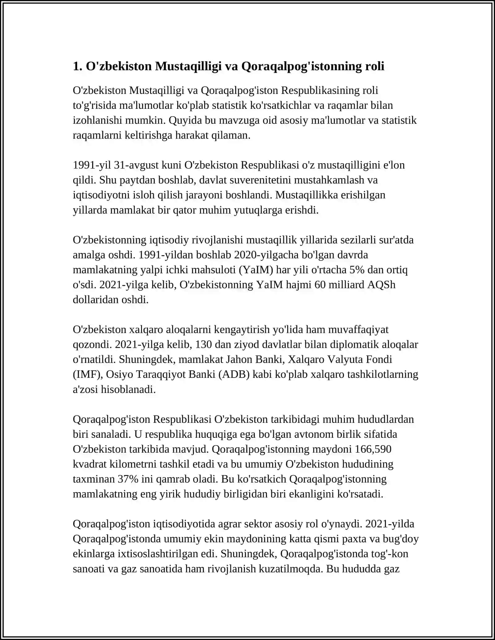 MUSTAQILLIK YILLARIDA QORAQALPAG'ISTON RESPUBLIKASI 4