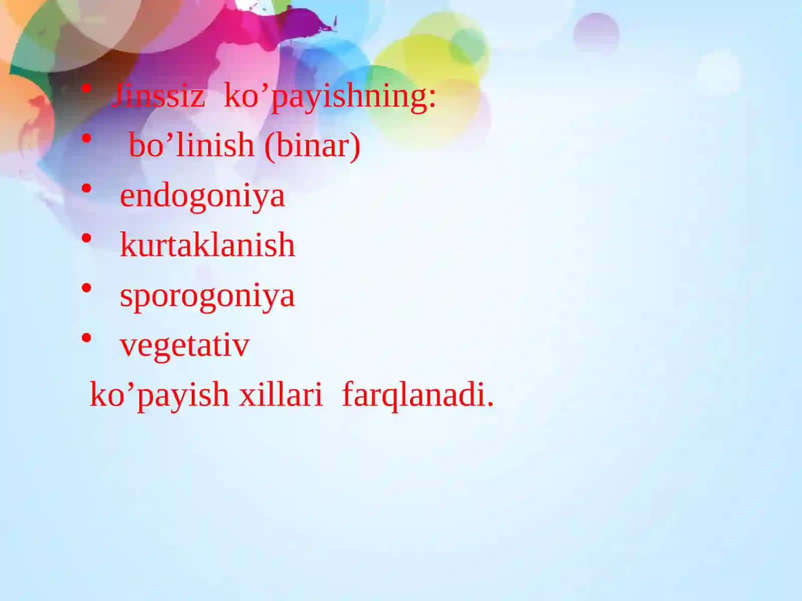 Organizmlarning ko’payishi. Individual rivojlanish 4