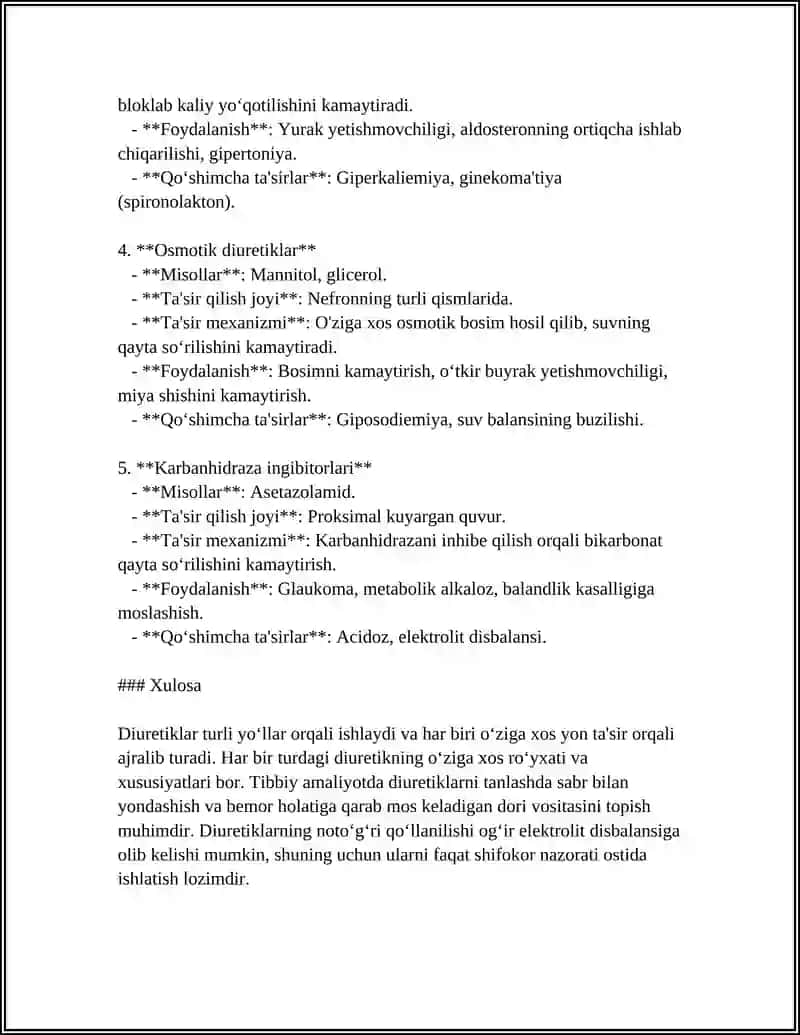 SIYDIK HAYDOVCHI DIURETIK VA SALURETIK MODDALAR 4