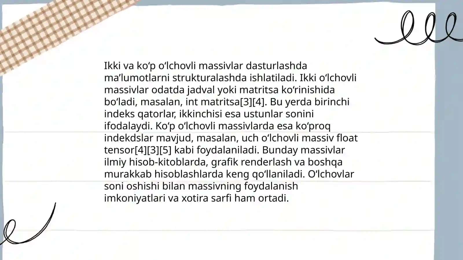 Massivlar va matrisalar 4