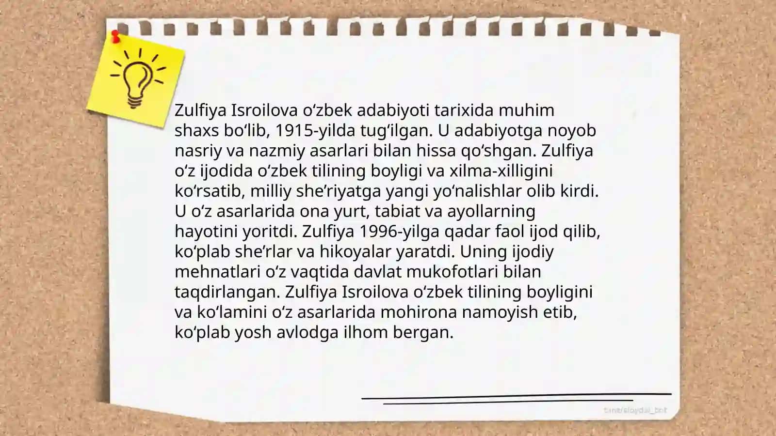 Zulfiya Isroilova asarlari tilini 4