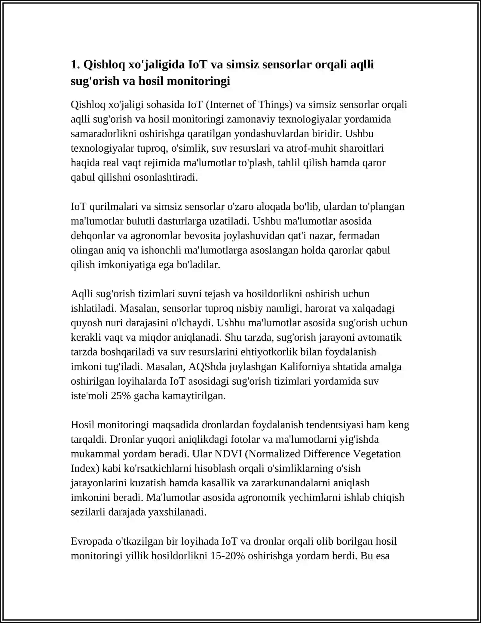 XALQ XO'JALIGINING TURLI SOHALARI VA TARMOQLARIDA TARMOQ TEXNOLOGIYALARIDAN FOYDALANISH YO'LLARI 4