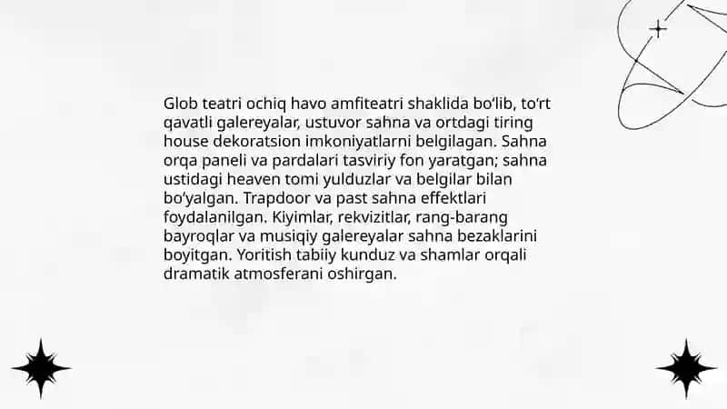 Shekspir va o’tmishdoshlari teatr dekoratsiya san’ati 4
