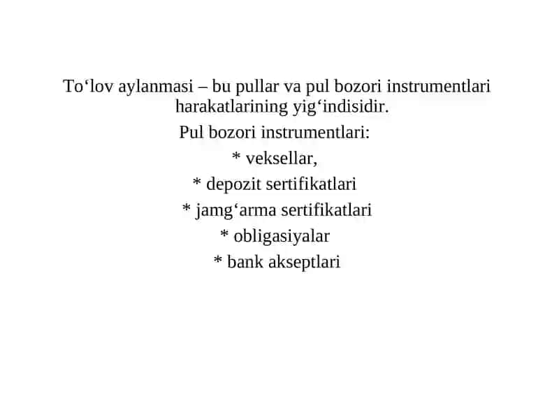 Pul aylanmasi va uning tarkibi 4