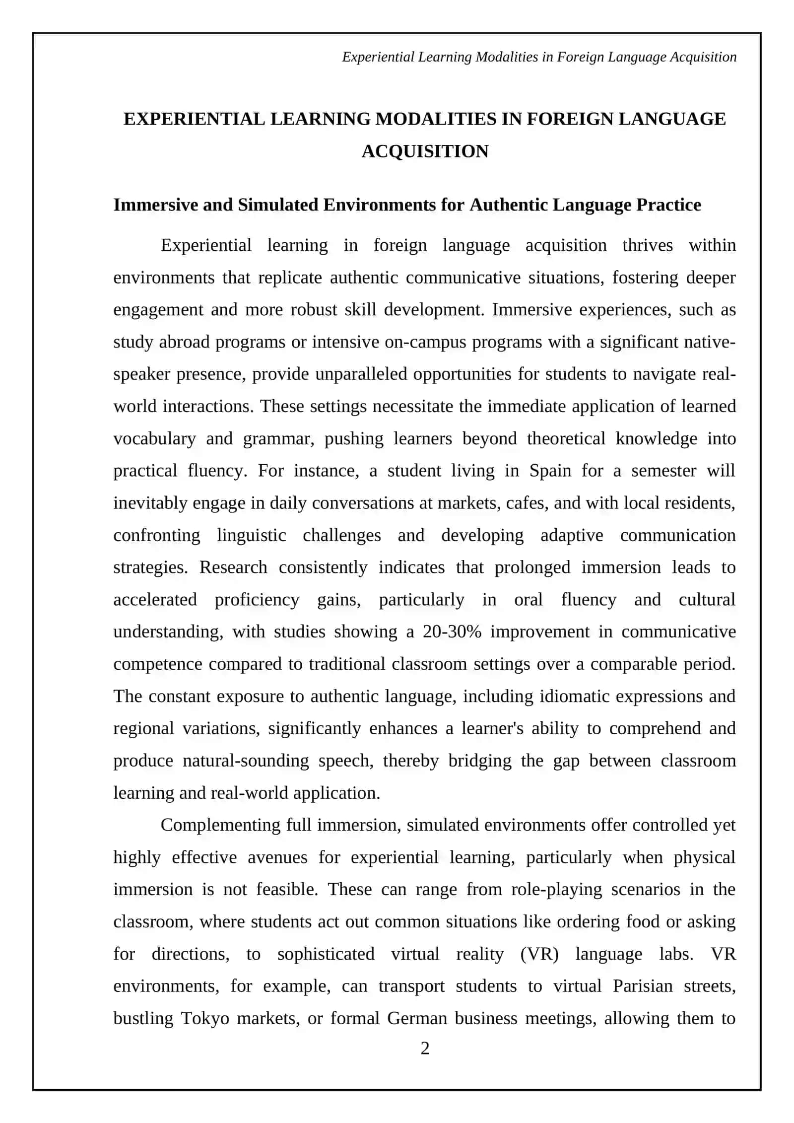 Types of experiences in foreign language teaching and their impact on student's development 4