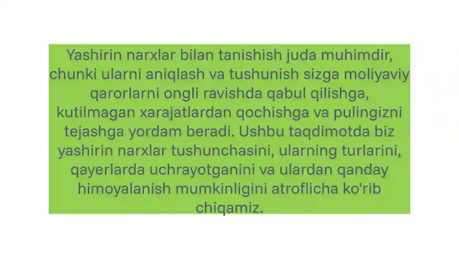 Yashirin narxlar tushunchasi 4