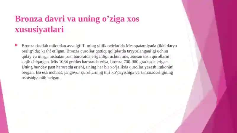 Bronza davri va uning o‘rganilishi 4
