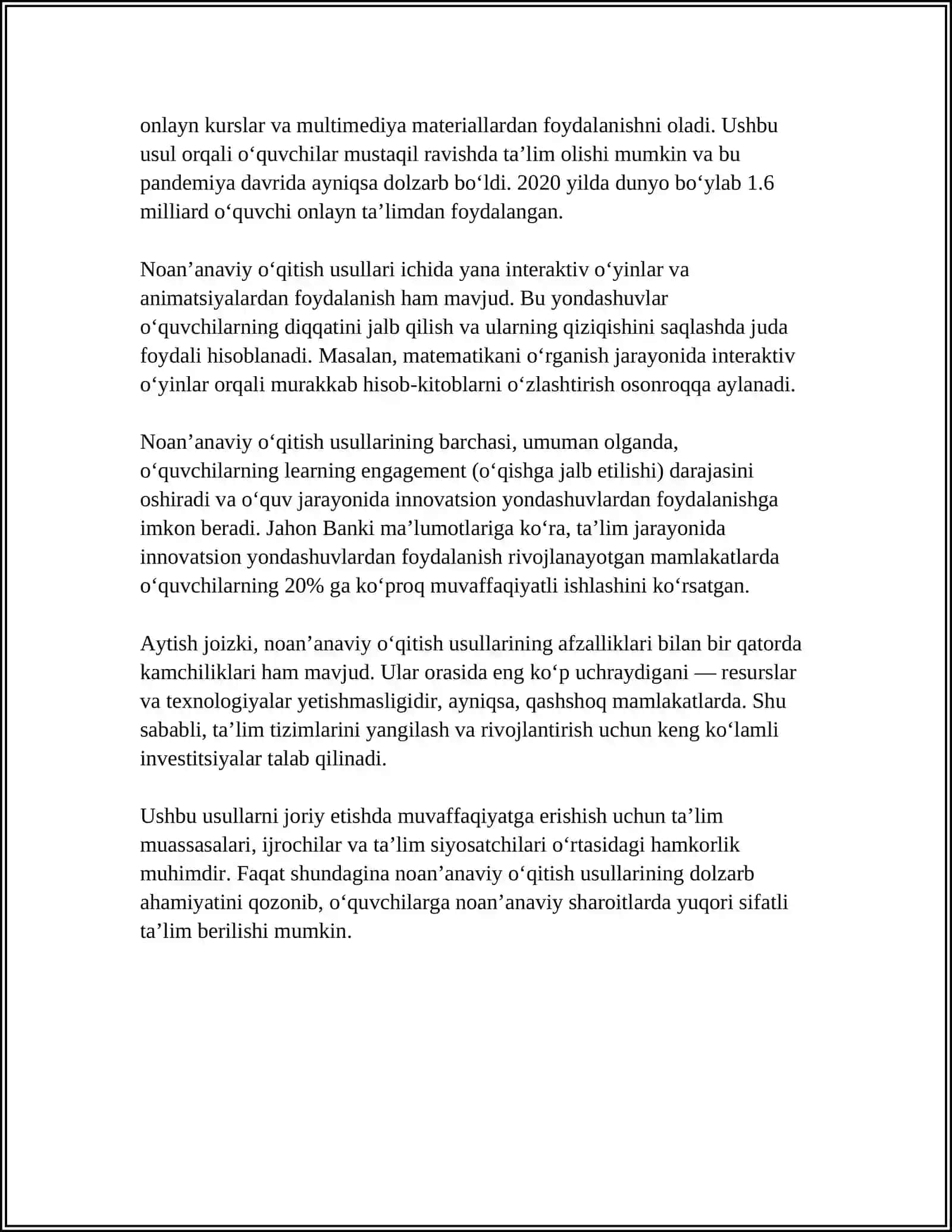 Noan’anaviy o‘qitish usullari 4