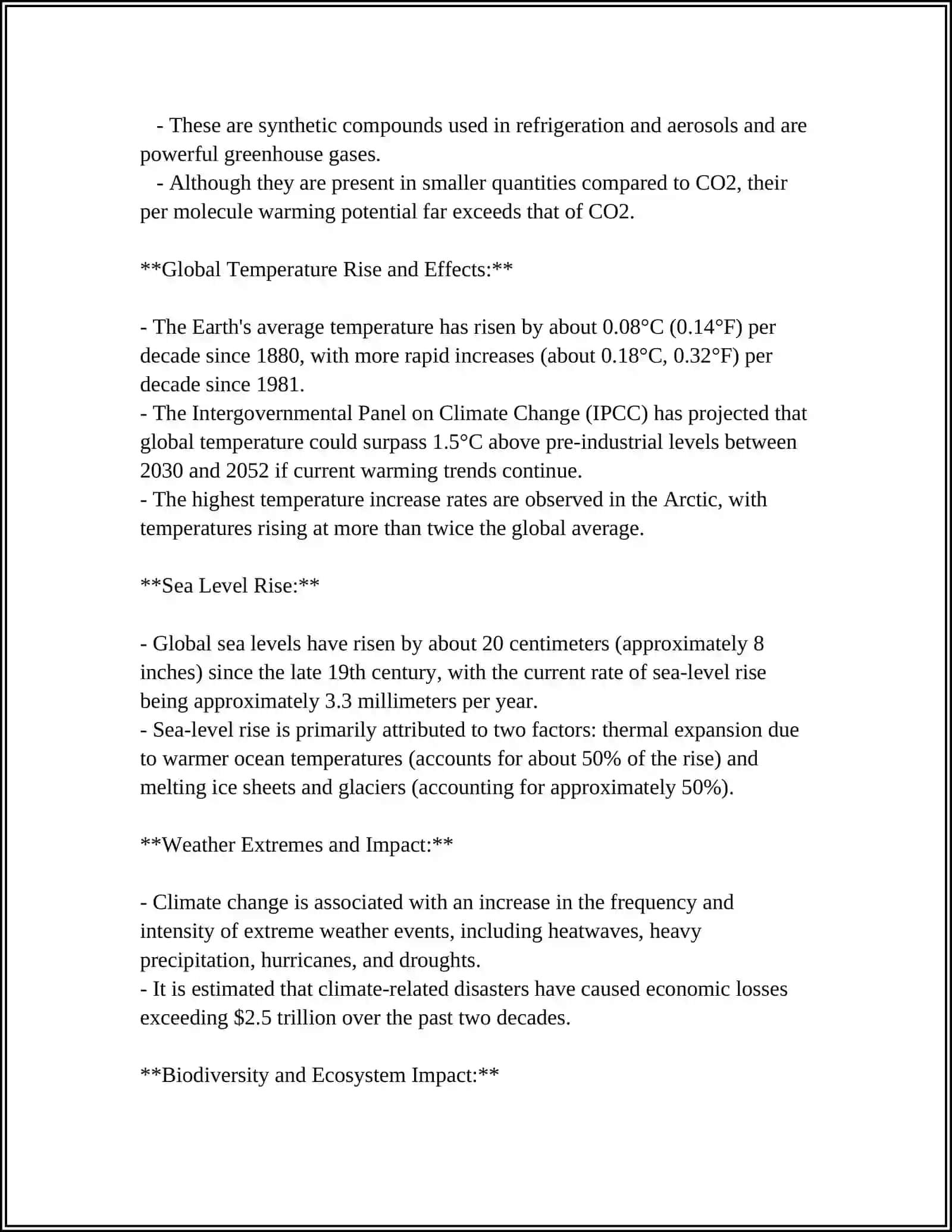 Climate Change and Global Warming: Information and Data 4