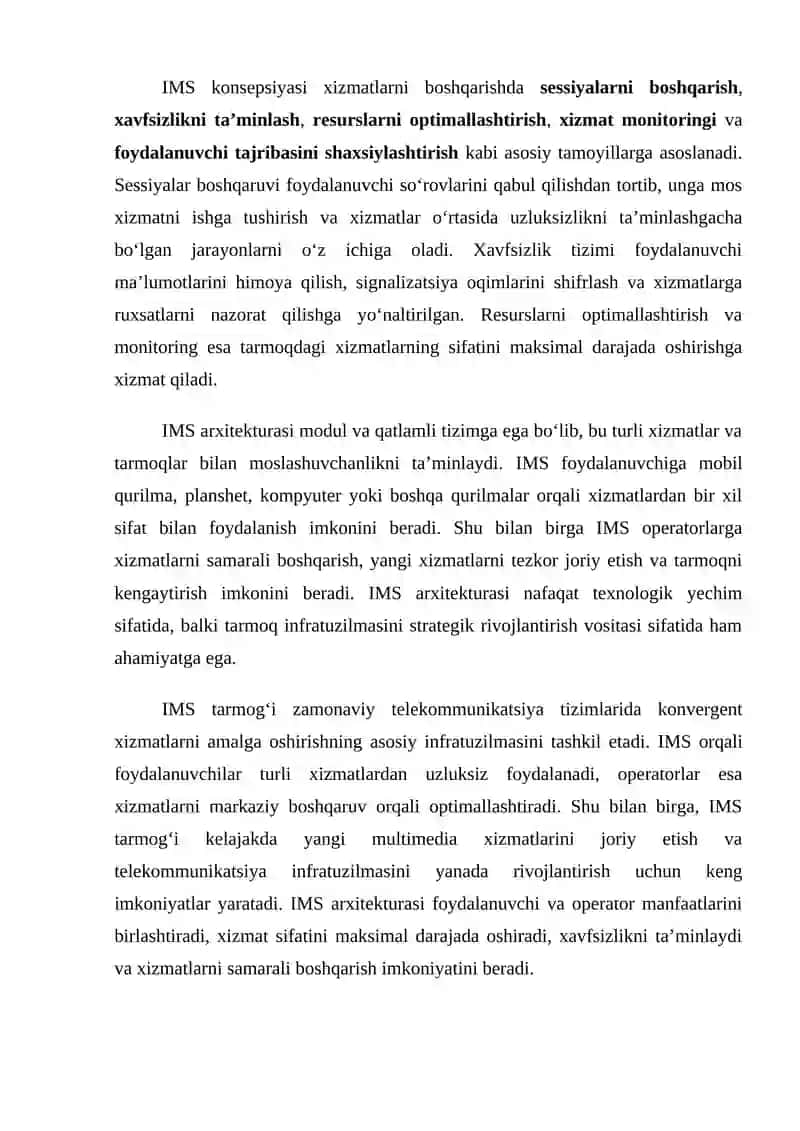 IMS tarmog’ida konvergent xizmatlar konsepsiyasi 4