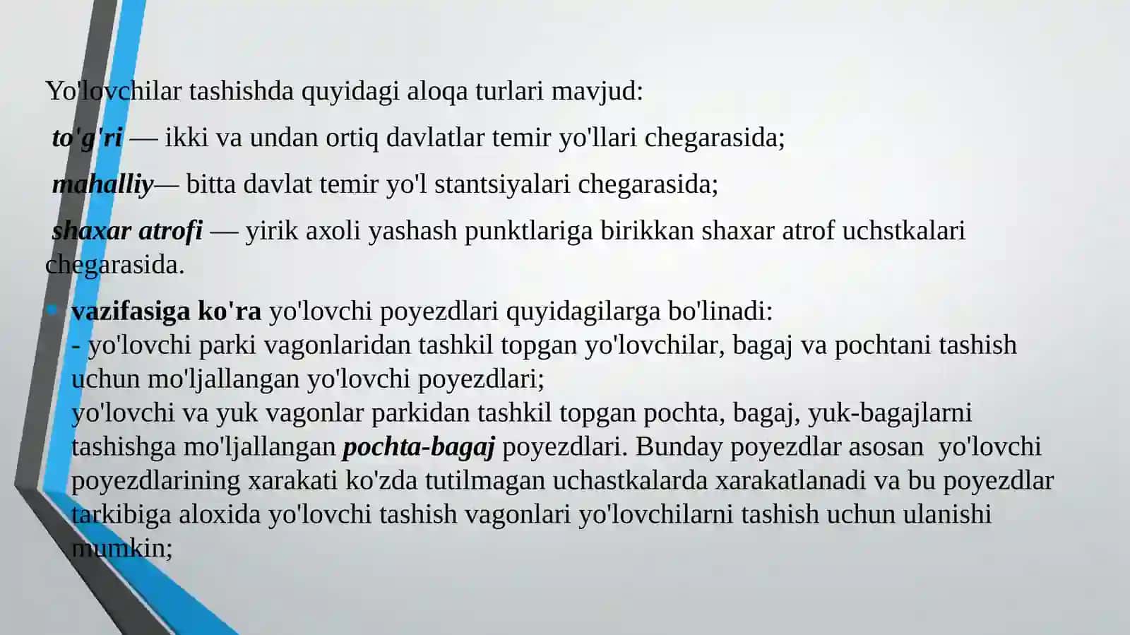 Yo'lоvchi poyezdlarning turish vaqtlarini me'yorlash 4